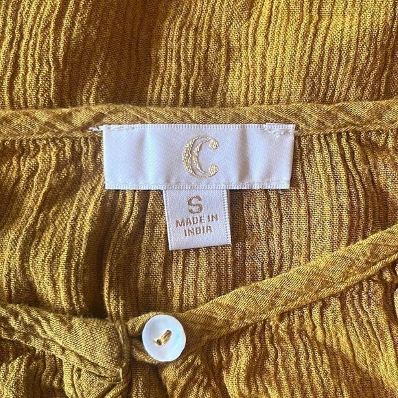 Charming Charlie Womens Small Yellow Turquoise Floral Embroidered Boho Blouse - Picture 5 of 8